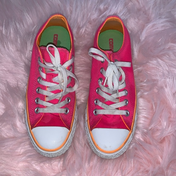 Converse Shoes - Neon Pink Low Top Converse Double Tongue